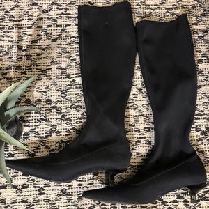 ZARA elastic kitten heel black sock boots knee